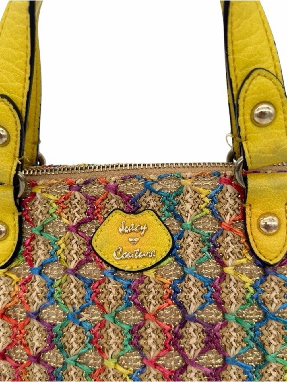 Juicy Couture Y2K Woven Straw Style Tote Bag Multicolor Summer Handbag(NWOT)